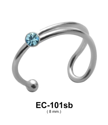 Blue Stone Circular Ear Cuff EC-101b